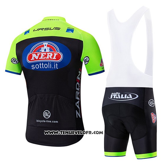 2019 Maillot Ciclismo Neri Italie Vert Noir Manches Courtes et Cuissard